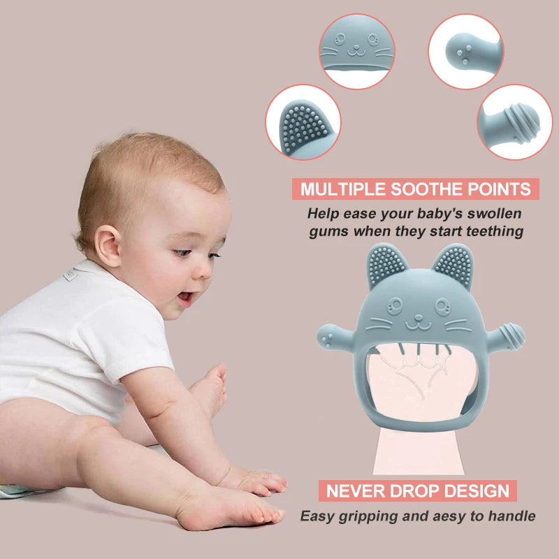Baby Silicone Teether Gloves Pacifiers Kids Teething Toys Newborn Dental Care Gums Anti-Eating Hand Molar Stick Baby Items